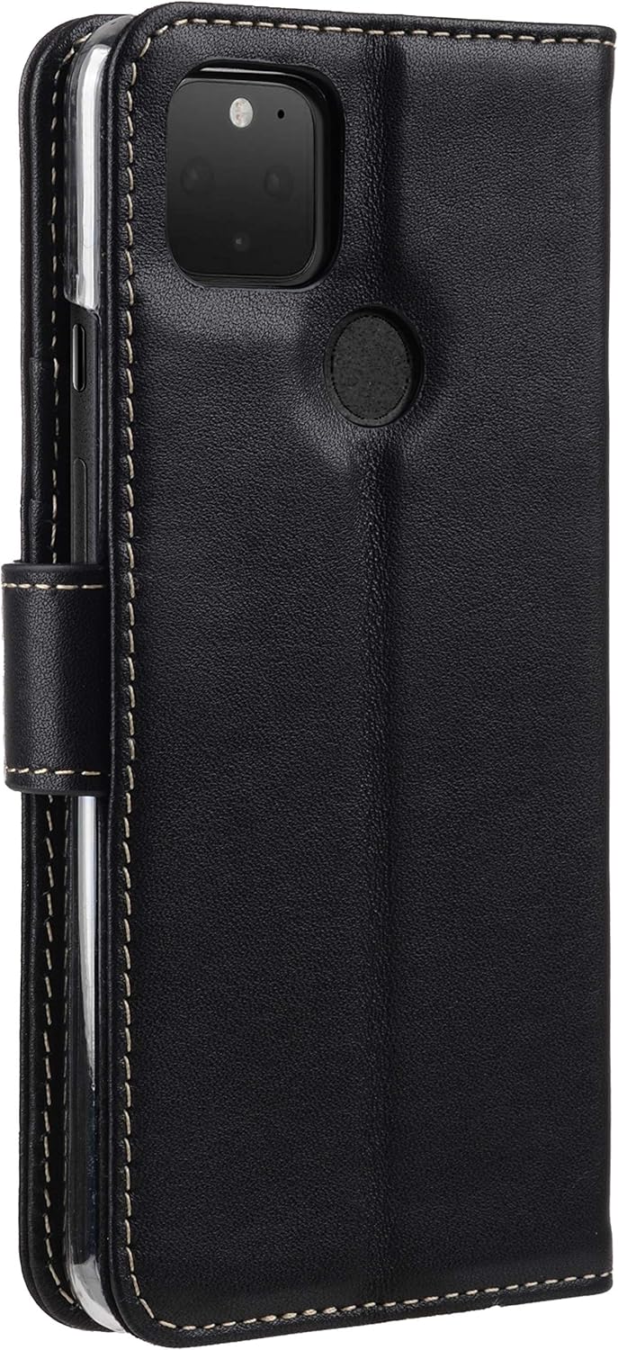 STILGUT Talis kompatibel mit Google Pixel 4a 5G Hülle mit Kartenfach aus Leder, Flip Cover, Wallet C