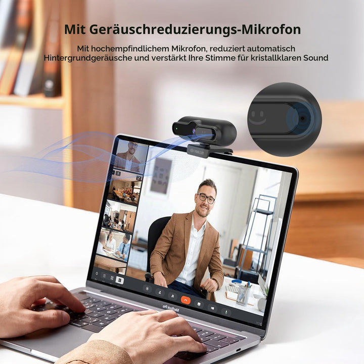 TOALLIN 4K-Webcam für PC, 1080P@60FPS, 1/2,5-Zoll-Sensor, PDAF-Autofokus, integriertes Mikrofon und