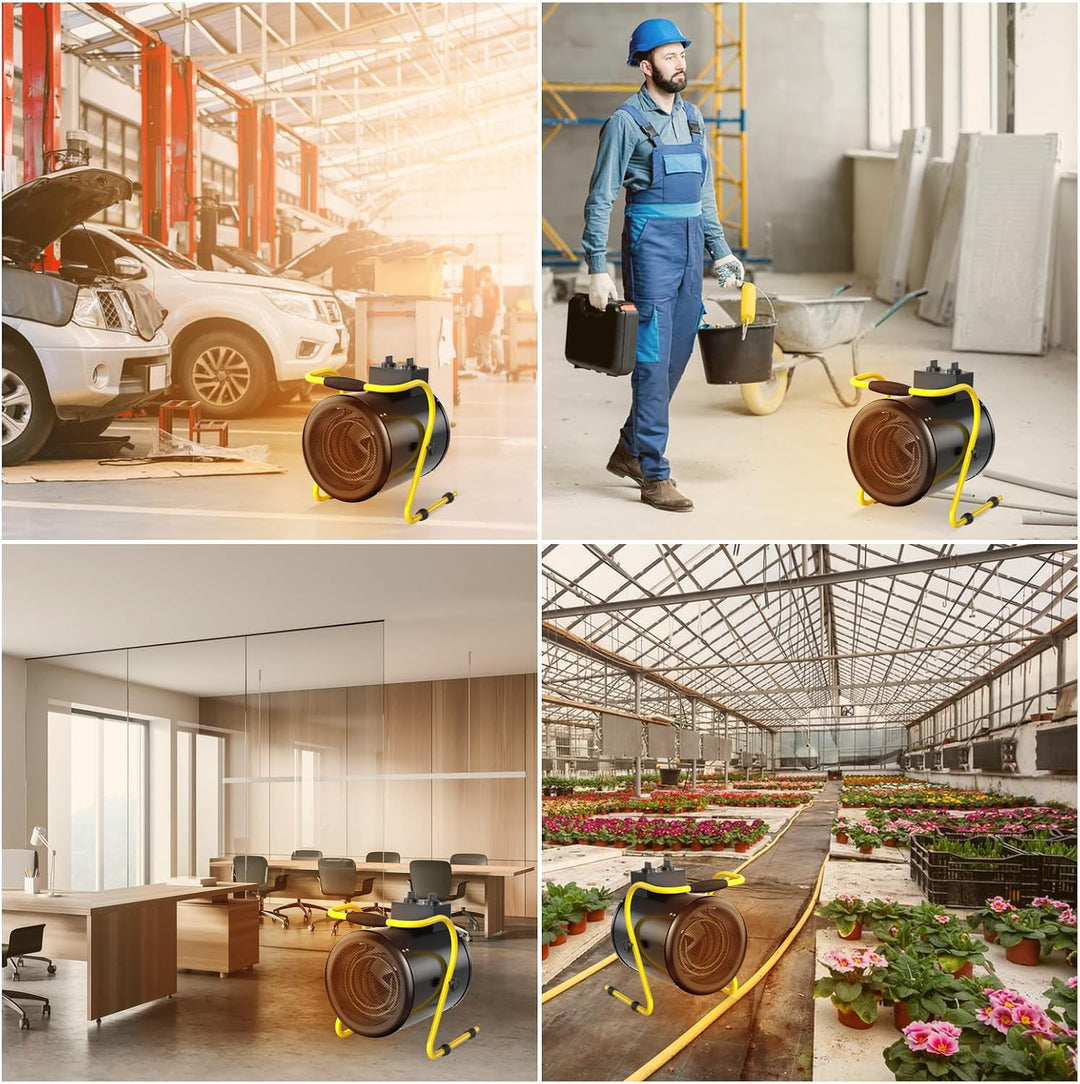 Heizlüfter 3000W 230V Elektroheizer mit Thermostat für Grosse Räume | Industrie Heizgerät mit 3 He