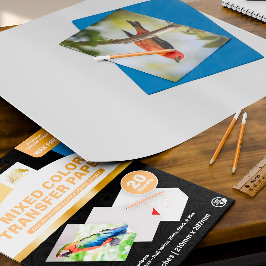 MyArtscape Graphit-Transferpapier, 20 gemischte Blätter, wachsfrei, löschbar, wischfrei, ideal zum Z