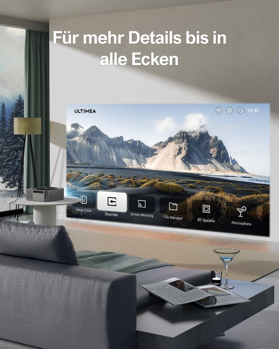 Ultimea Beamer Full HD 1080P Native mit Autofokus &amp; Trapezkorrektur, 5G WiFi Bluetooth 700 ANSI 21,0