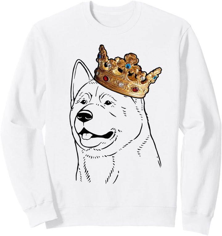 Akita Hund trägt Krone Sweatshirt