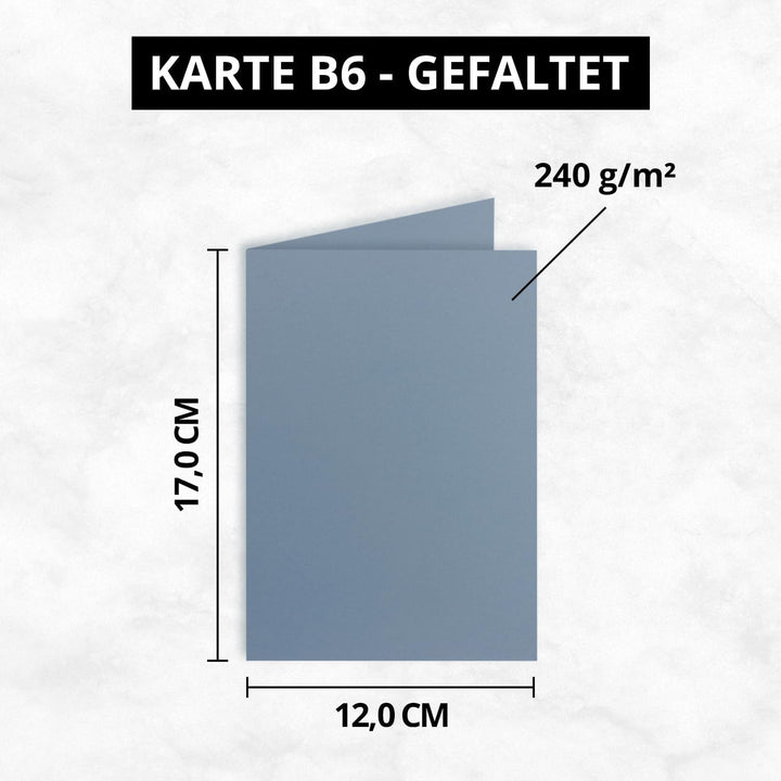 200x DIN B6 Faltkarten Set mit Umschlägen in Graublau (Blau) - 120 x 170 mm - ideal für Einladungska