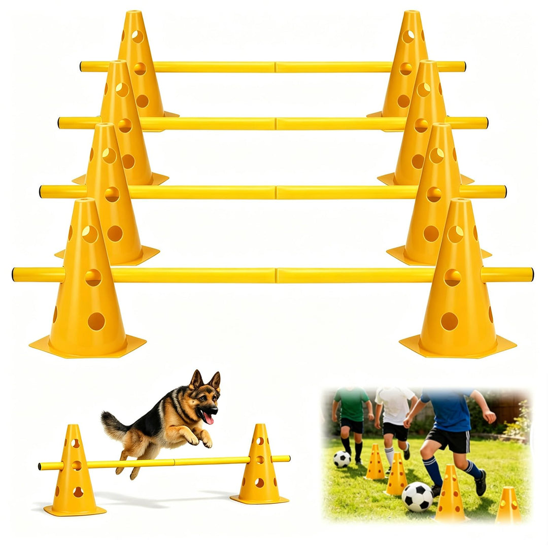 MeYuxg Agility Set Hunde – Cavaletti Steckhürdenset für kleine Hunde & Kinder, verstellbare Training