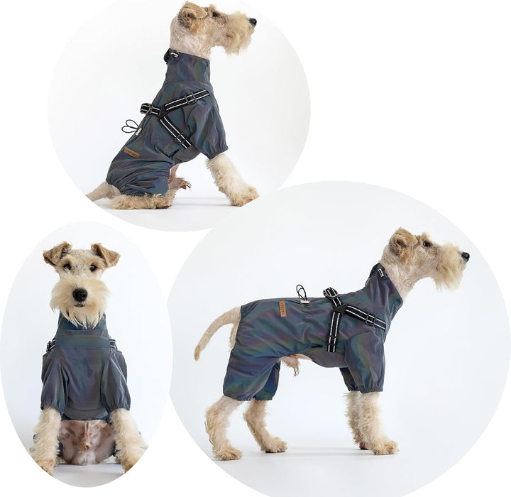 BT Bear Hundegeschirr-Regenmantel, verstellbare 4 Beine, Hunde-Regenjacke mit Geschirr, reflektieren