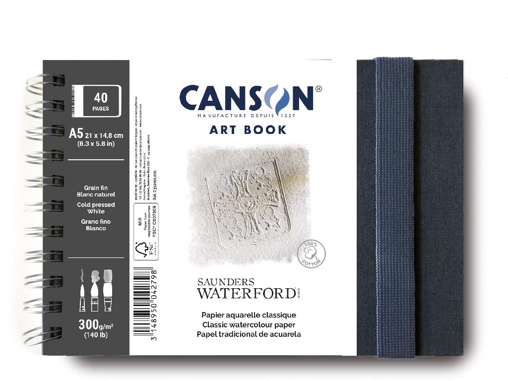CANSON Professionelles Kunstbuch, feinkörniges Aquarellpapier, Saunders Waterford-Papier, 300 g/m²,