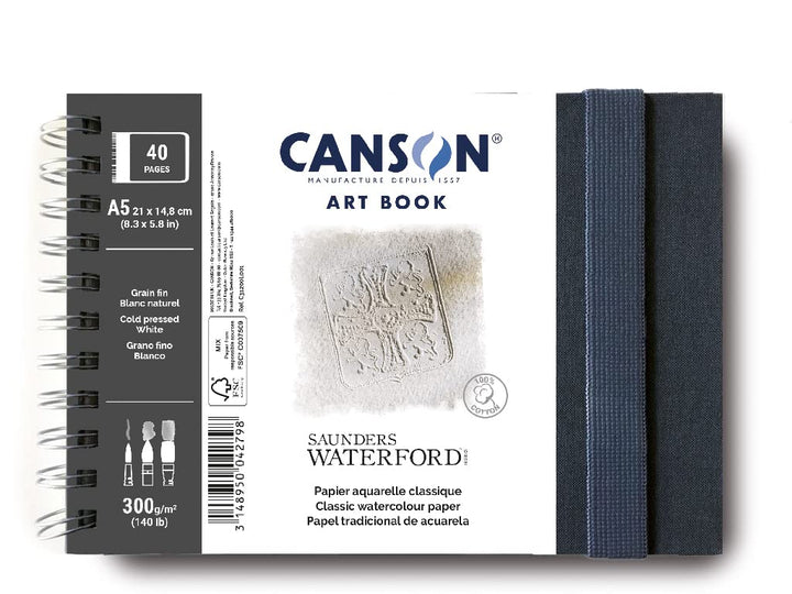 CANSON Professionelles Kunstbuch, feinkörniges Aquarellpapier, Saunders Waterford-Papier, 300 g/m²,