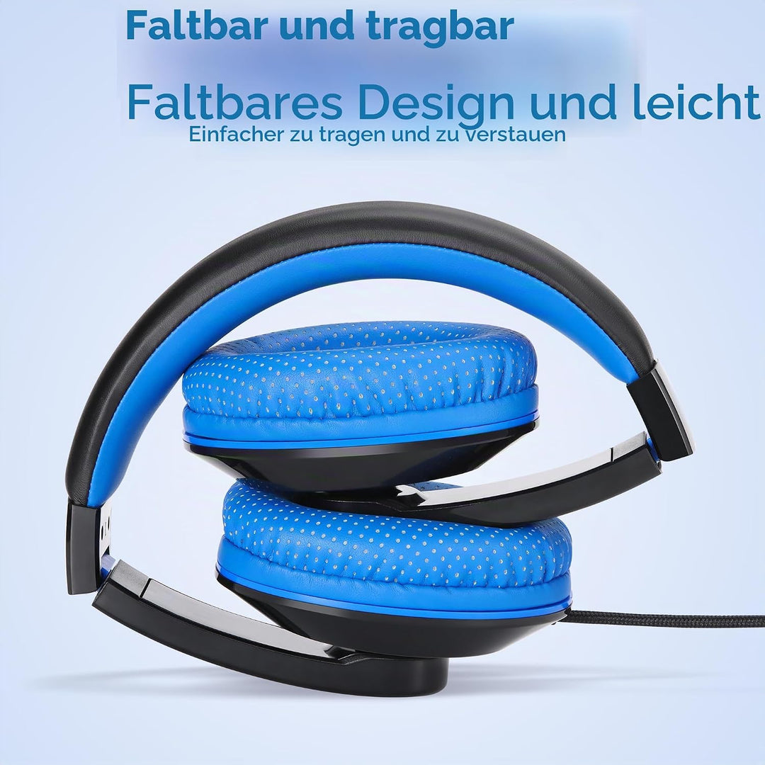 RockPapa Comfort+ Kinder Kopfhörer für Schule Jungen, Kopfhörer Kinder mit Kabel, Einstellbar, 3,5 m