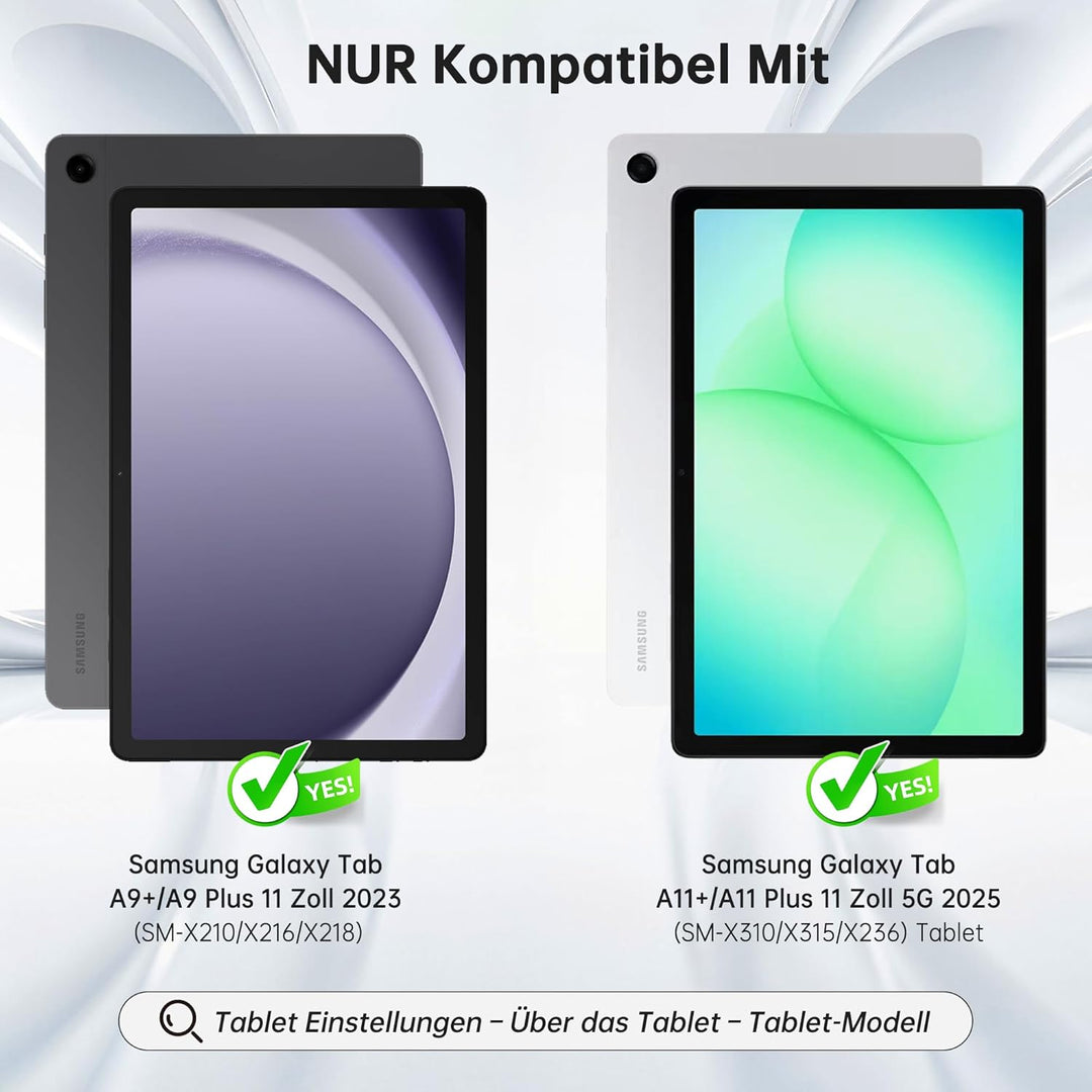 Für Samsung Galaxy Tab A11+/A9+ 11 Zoll Hülle mit Tastatur - Folio 7 Farbige Beleuchtete Tablet Cove