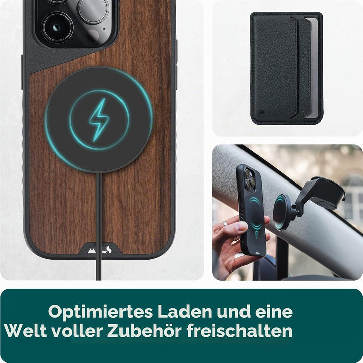 Mous - Hülle für iPhone 14 Pro Max - Walnuss - Limitless 5.0 - Handyhülle iPhone 14 Pro Max MagSafe-
