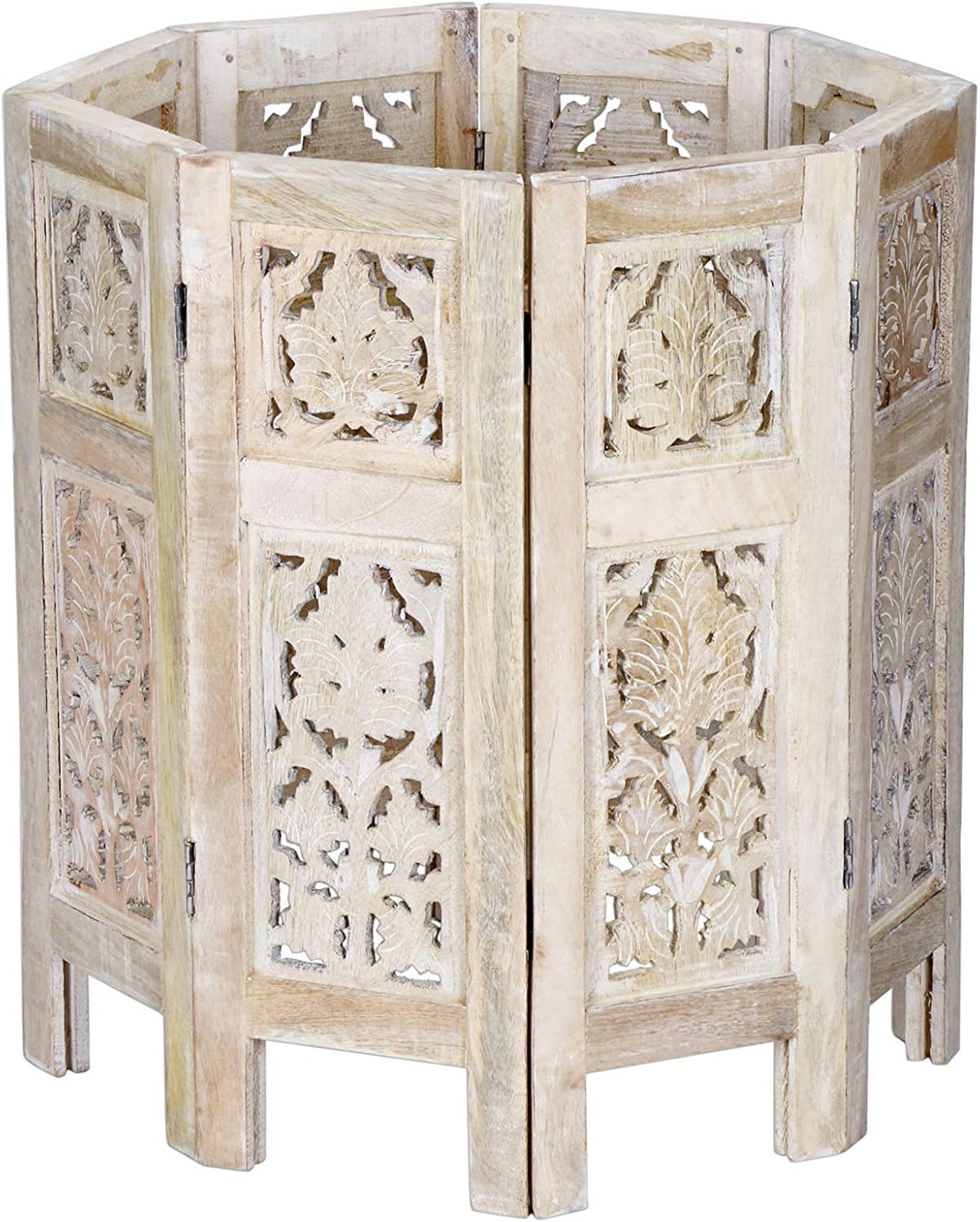 Marokkanischer Tisch Beistelltisch aus Holz Ashkar Weiss ø 45cm gross rund | Orientalischer runder H