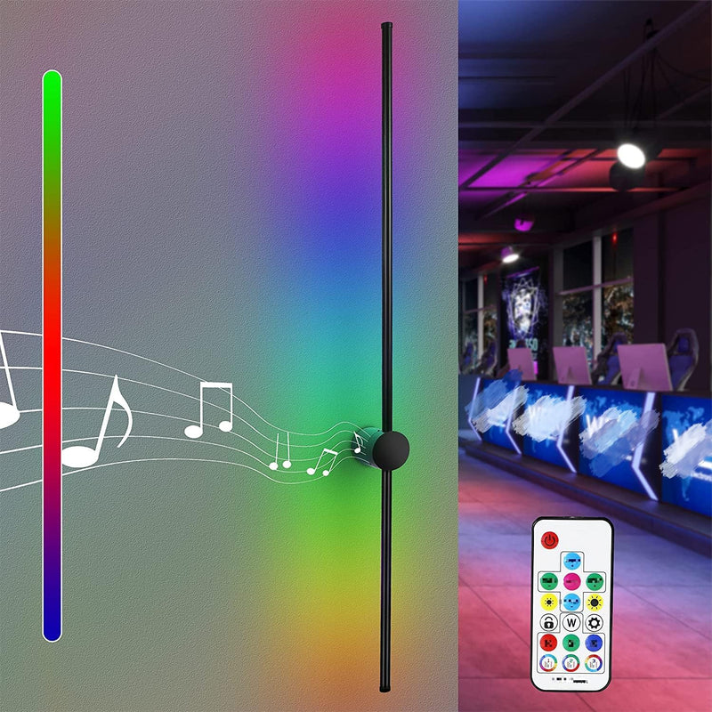 ZMH Led Wandleuchte Innen Wandlampe: 100CM RGB Schwarz Musik Flurlampe Modern Design Dimmbar Schlafz