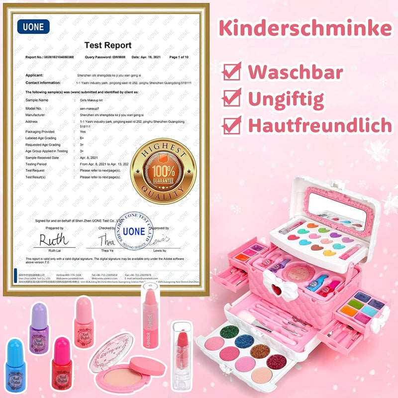 Kinderschminke Set Schminkkoffer Mädchen - 55Pcs Waschbar Kinder Schminke für Mädchen, Kinder Schmin