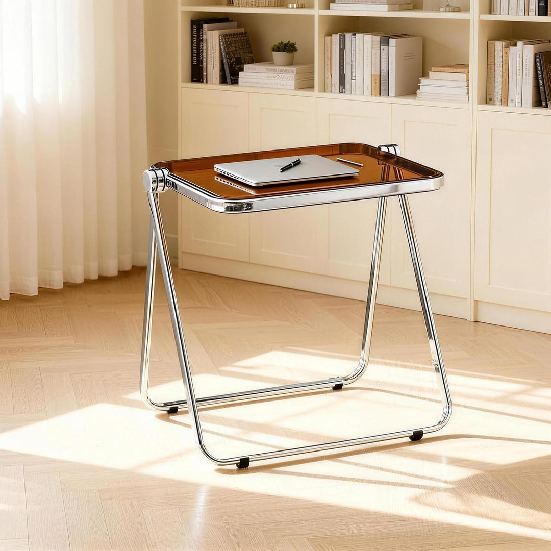 Klapptisch aus Acryl, transparent,- Leicht Faltbarer Design-Tisch für Wohnzimmer, Küche, Balkon-plat