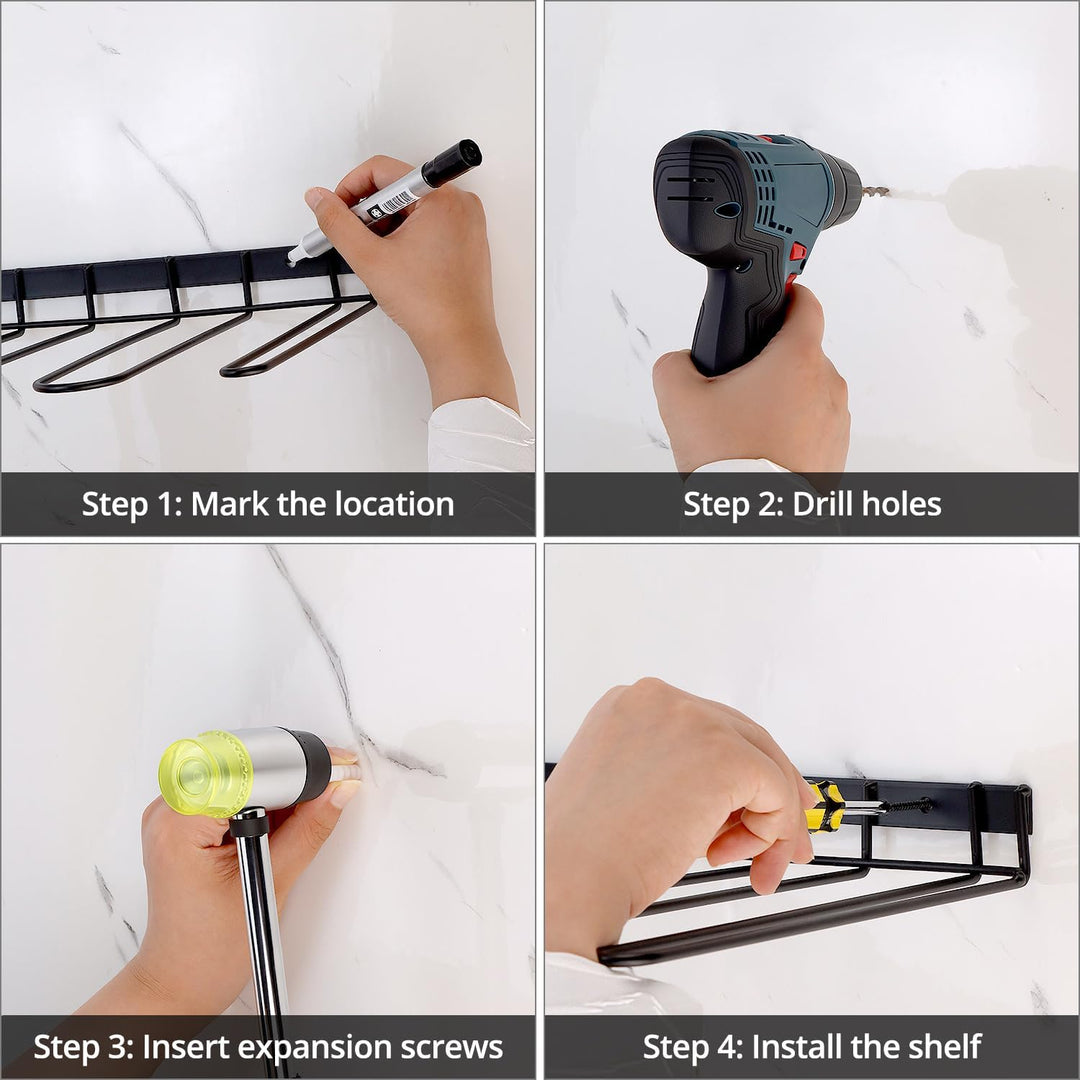 QWORK® 3 Stück Wand-Schuhregal – Metallständer für 6 Paar Schuhe – Platzsparender Schuh-Organizer fü