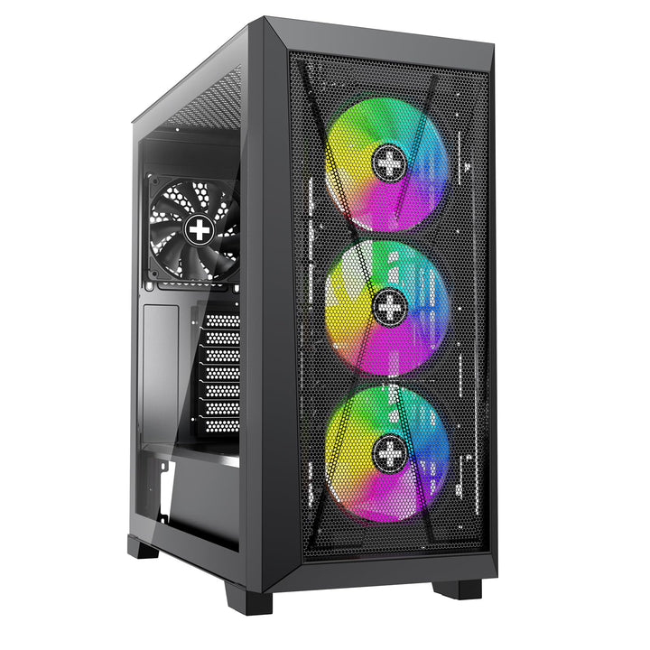 Xilence Xilent X X912.ARGB Gaming PC Gehäuse, 3X 120mm ARGB Lüfter, 1x schwarzer Lüfter, ATX Midi To
