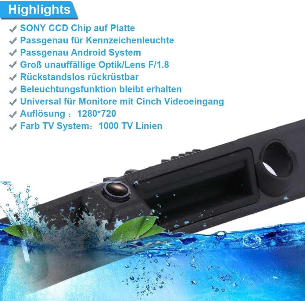 1280 * 720 Pixels Trunk Lid Grip Auto Rückfahrkamera Griffleiste Mit Taster Kofferraum Heckklappengr