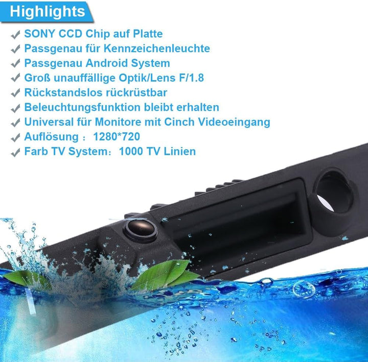 1280 * 720 Pixels Trunk Lid Grip Auto Rückfahrkamera Griffleiste Mit Taster Kofferraum Heckklappengr
