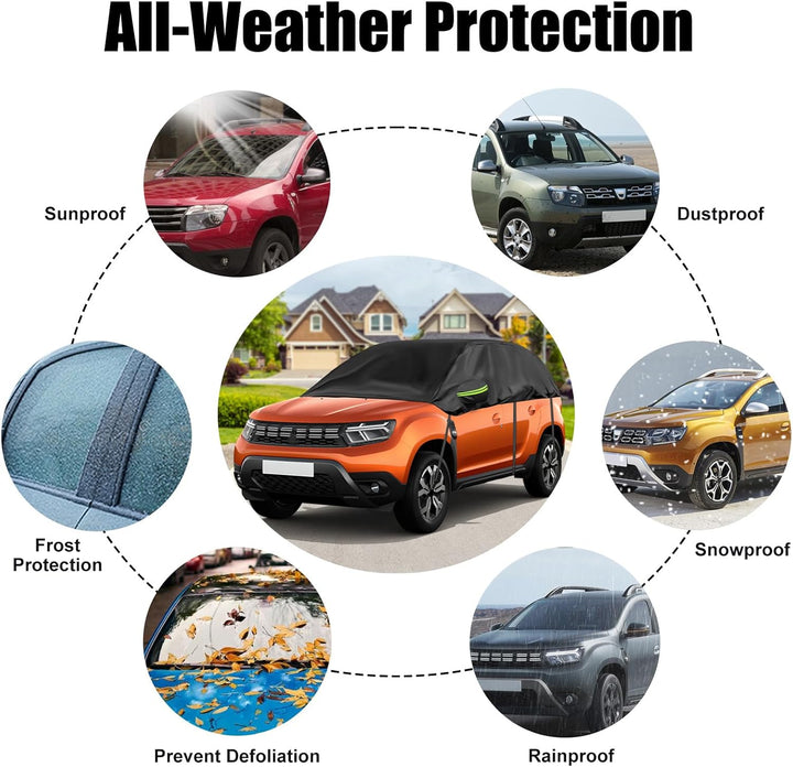 Autoabdeckung Wasserdicht Ersatz für Dacia Duster 2010-2023, Halbgarage, Autohülle Autoplane, Winddi