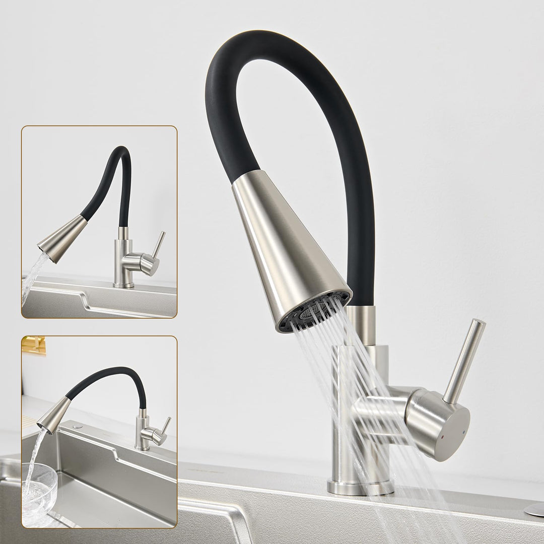 Wasserhahn Küche Flexibler, Küchenarmatur mit Flexibler Auslauf 4 Modus, Hochdruck Mischbatterie Spü
