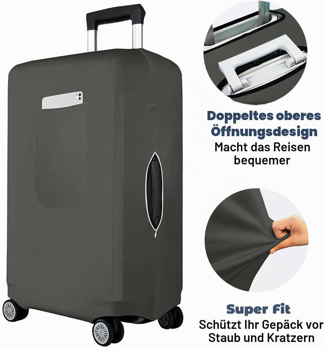 Morbuy Elastisch Kofferschutzhülle, Gross Kofferhülle Grau mit Reissverschluss, Suitcase Luggage Cov