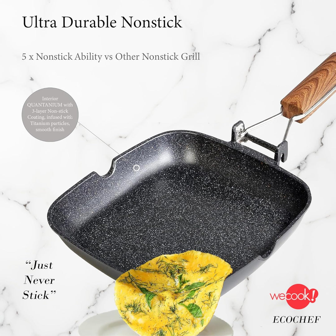 WECOOK! Ecochef Titan Grillpfann Induktion Glatter, 20 x 20 cm, Antihaftbeschichtung QUANTANIUM Ökol