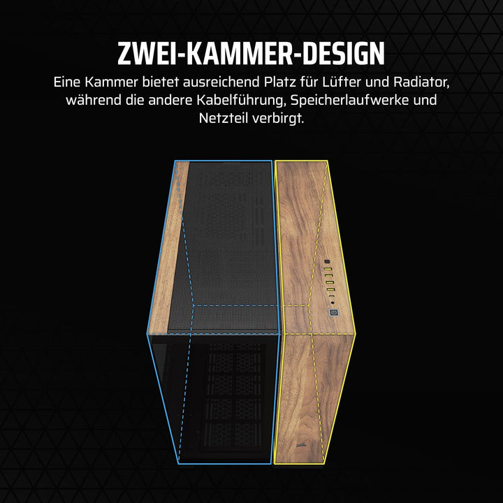 CORSAIR 6500X Mid-Tower ATX-Doppelkammer-PC-Gehäuse – Gehärtetes Panoramaglas - Umgekehrte Verbindun