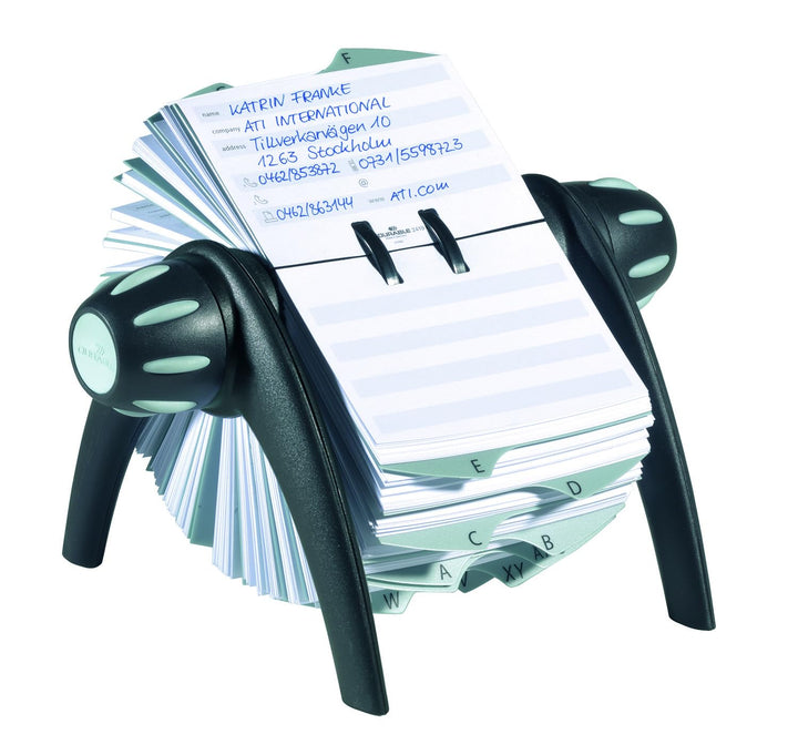 Durable Rollkartei Telindex Flip Vegas, mit 500 Karteikarten für Adressen, Register A-Z, schwarz, 24
