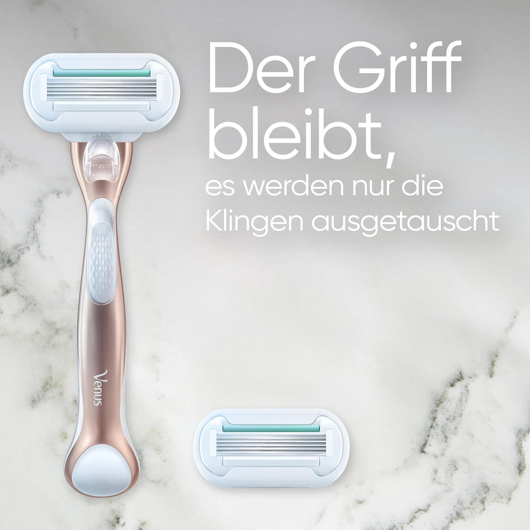 Gillette Venus Deluxe Smooth Sensitive Rosegold Rasierer Damen, Damenrasierer + 3 Rasierklingen mit