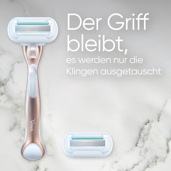 Gillette Venus Deluxe Smooth Sensitive Rosegold Rasierer Damen, Damenrasierer + 3 Rasierklingen mit