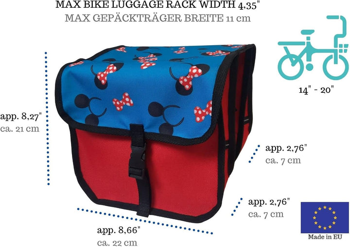 Beluko FAHRRADTASCHE 14-20 Zoll Kinder Satteltasche Gepäckträgetasche Doppel 2 x 5l (44 - Mini - Mau
