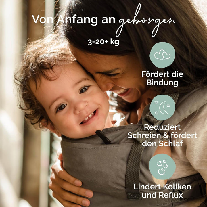 Boba X Babytrage Neugeborene ab Geburt - 2 Tragepositionen Mit Blick zum Baby und als Rucksack Kinde