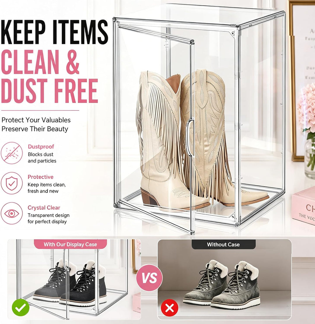 Stapelbare hohe Stiefel Schuh Aufbewahrung Boxen, Acryl Display Case Transparent Plastik Stapelbare