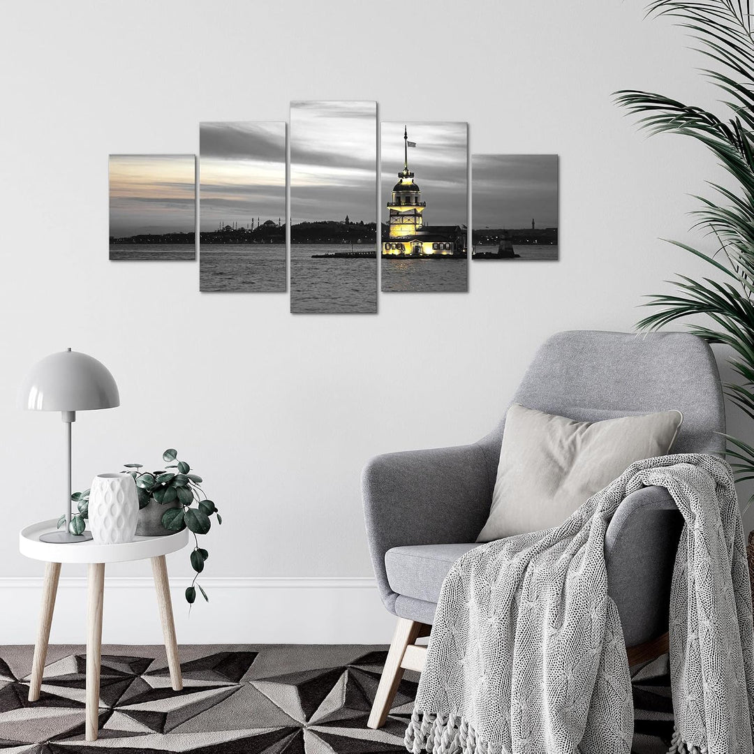 Runa Art Wandbilder Istanbul Türkei 5 Teilig Bild auf Vlies Leinwand Deko Wohnzimmer Schlafzimmer Le