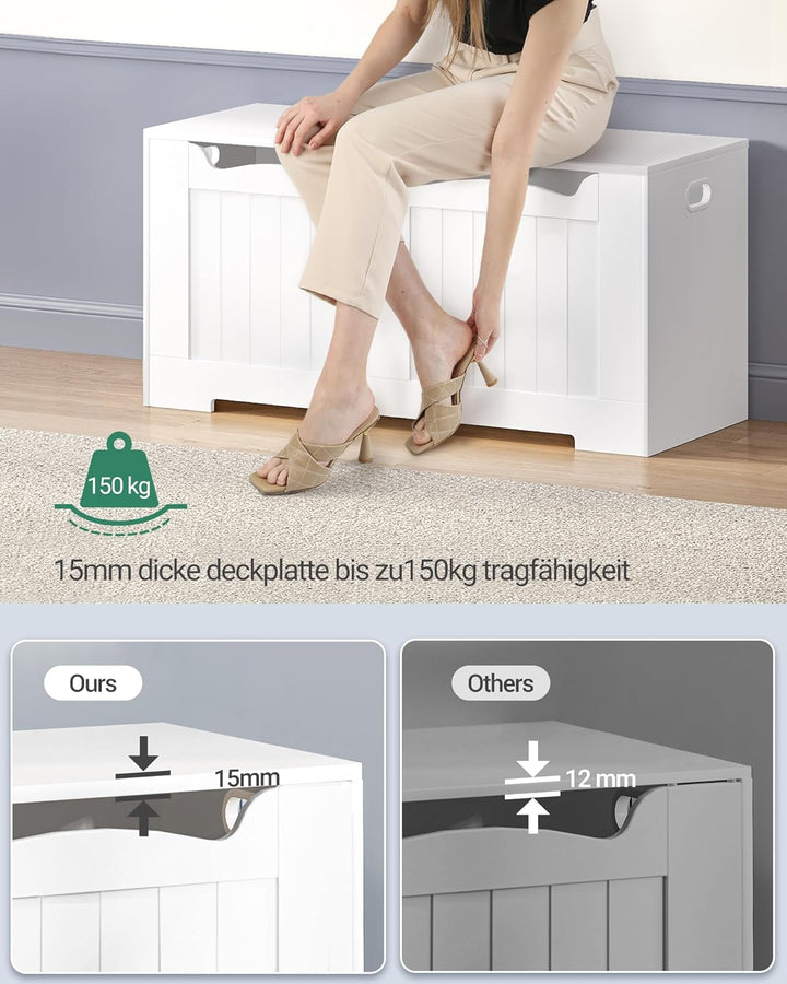 Hzuaneri Schuhbank, Sitzbank mit Stauraum, Sitztruhe, 2 Sicherheitsscharniere, Aufbewahrungsschrank,