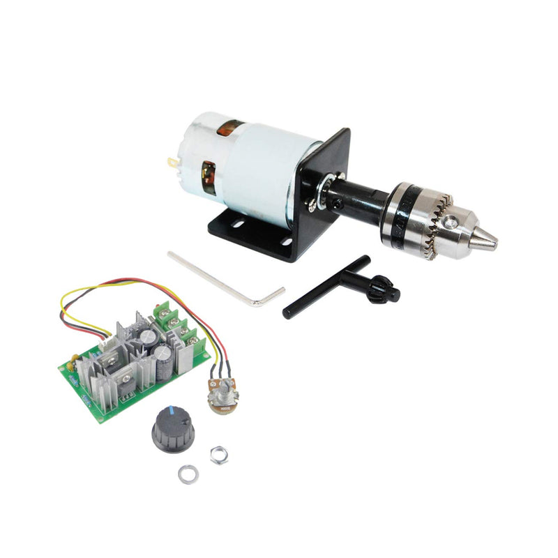 CHANCS Mini-Elektromotor 775 DC 12V/24V mit Bohrfutter und PWM-DC-Motor-Drehzahlregler Bauteil Motor