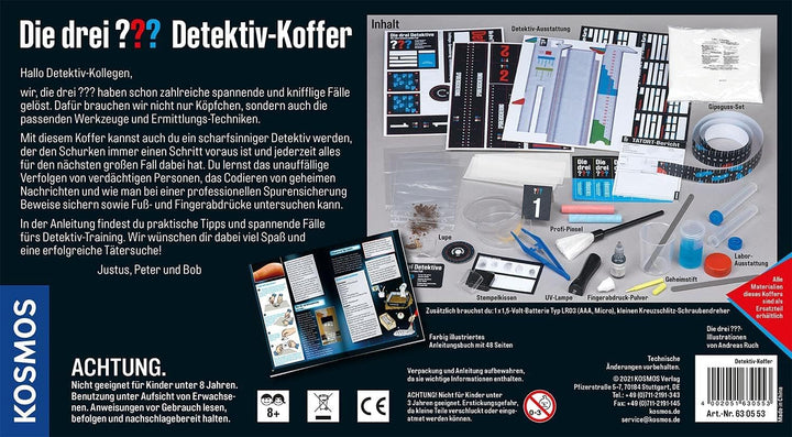 Kosmos Die DREI ??? Detektivkoffer, 630553, Detektiv Spielzeug Set für Kinder ab 8 Jahre mit Fingera