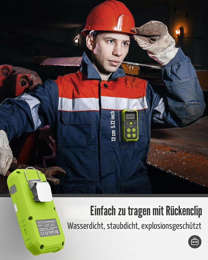 TopTes Guard-101 Gasmelder, 4 Gasmelder Für H2S, CO, LEL Und O2, Mit Vibration, Licht- Und Tonalarm,