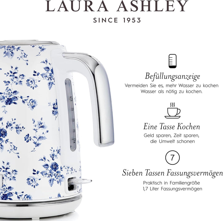 Laura Ashley Toaster und Wasserkocher Set von VQ - 1,7 L Elektrischer Wasserkochermit Schnellkochfun