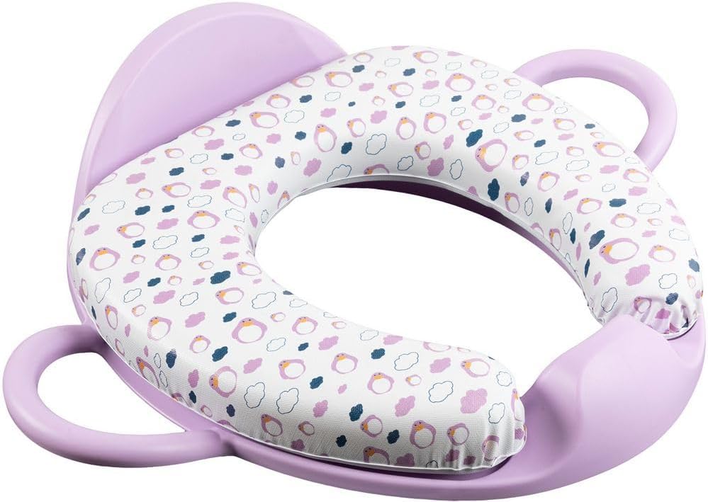 Poupy WC-Verkleinerer für Kinder, weich, lila, mit zwei Griffen, einer Rückenlehne und einem grossen