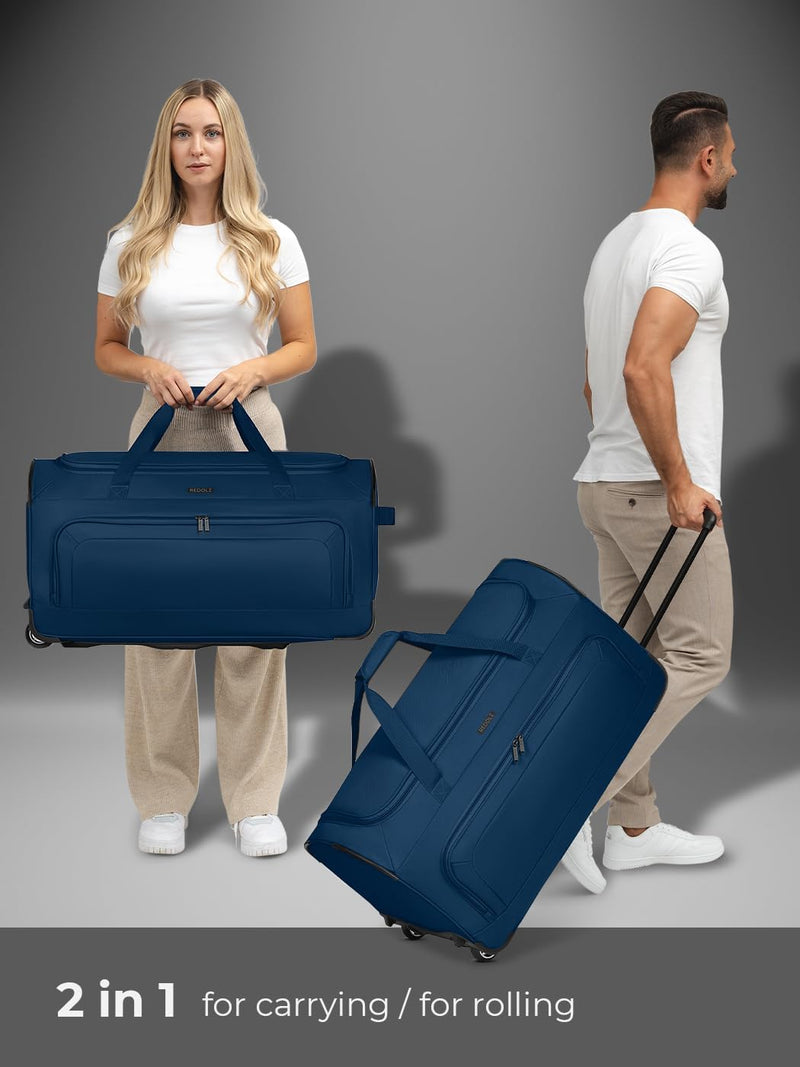 REDOLZ grosse L Trolley-Reisetasche mit Rollen 71 cm | 81 Liter | für Männer & Frauen (Duffle Essent