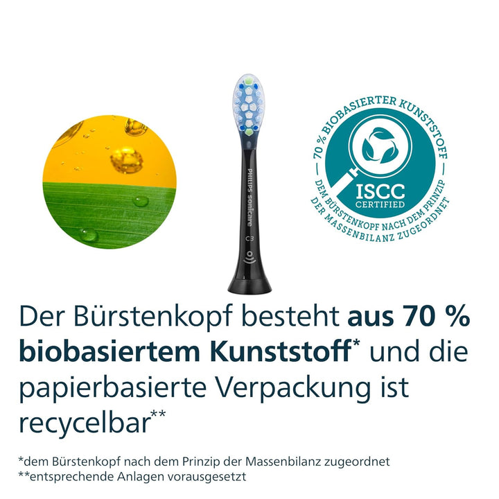 Philips Sonicare C3 Premium Plaque Defense, Original Ersatzbürstenköpfe, Schwarz, 4er-Pack, HX9044/8