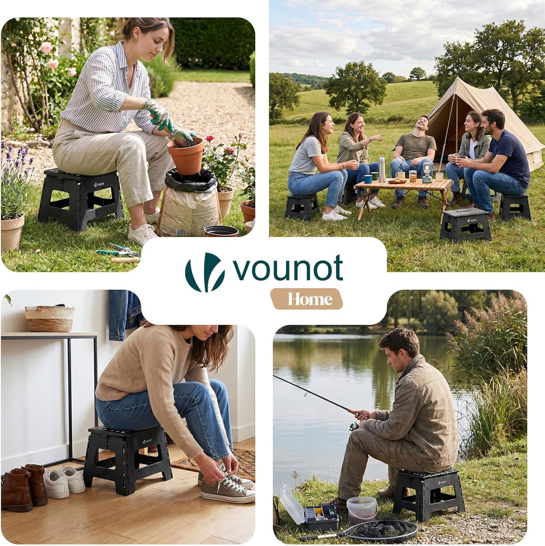 VOUNOT® Klapphocker Faltbar Rutschfester Tritthocker mit Tragegriff, Tragbarer Klapptritt Hocker für