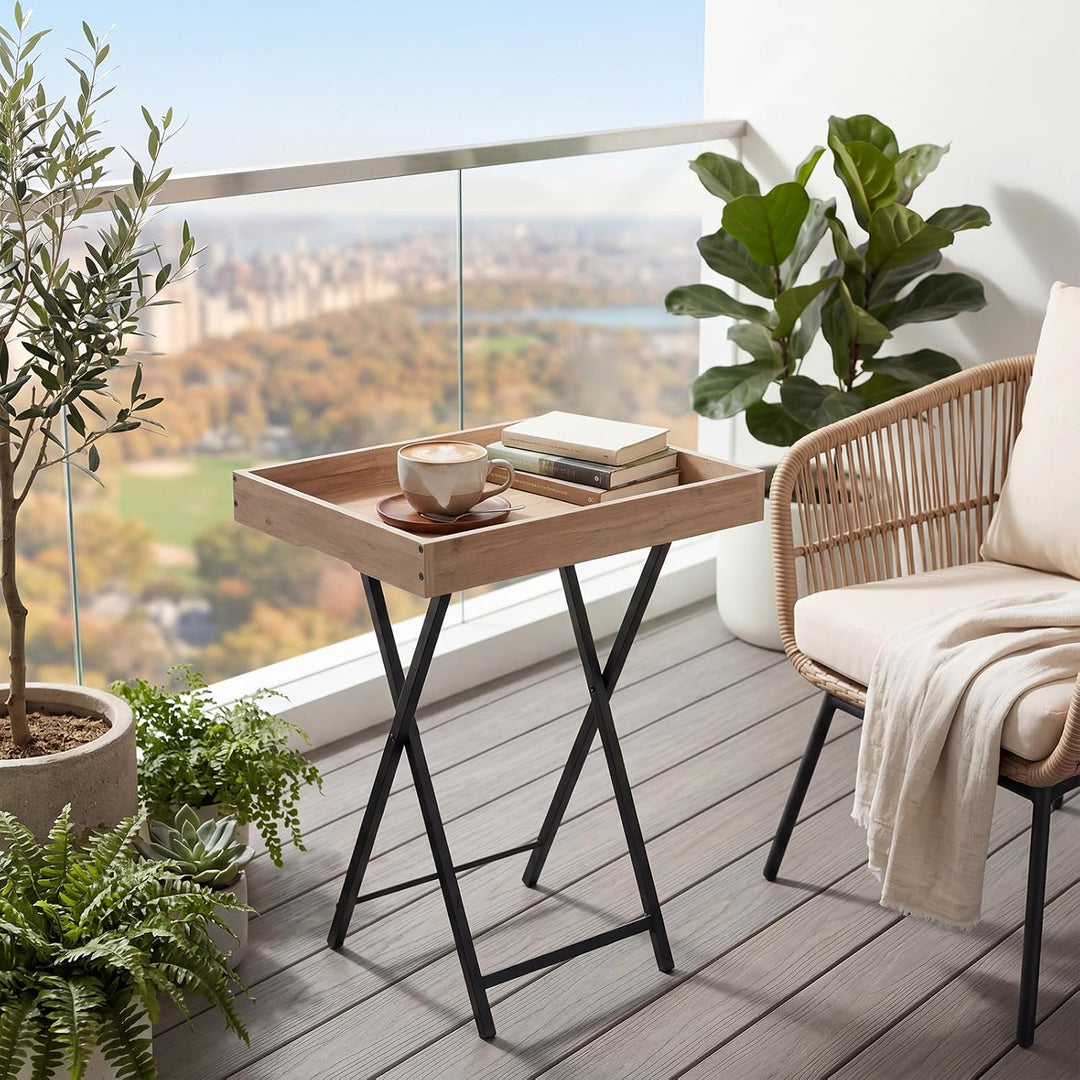 HOOBRO Beistelltisch, Klappbarer Nachttisch, Couchtisch, Faltbarer TV-Tablett zum Essen, Snack-Abend