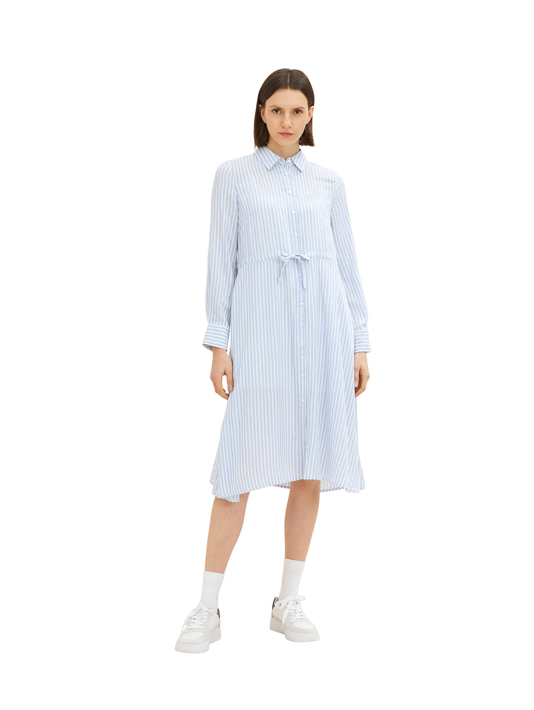 TOM TAILOR Damen Blusenkleid mit Streifen 34 31403 - Blue White Thin Stripe, 34 31403 - Blue White T