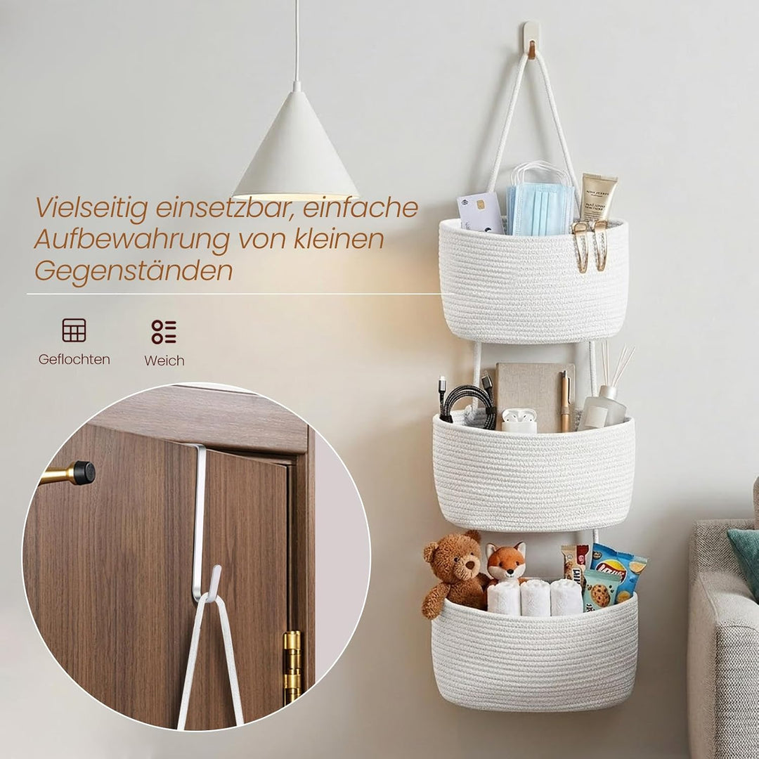 Hängender Organizer, Hängeorganizer Mit Haken, Wand Hängen Tasche Zum3-Tier, Hängeregal Stoff Wand a