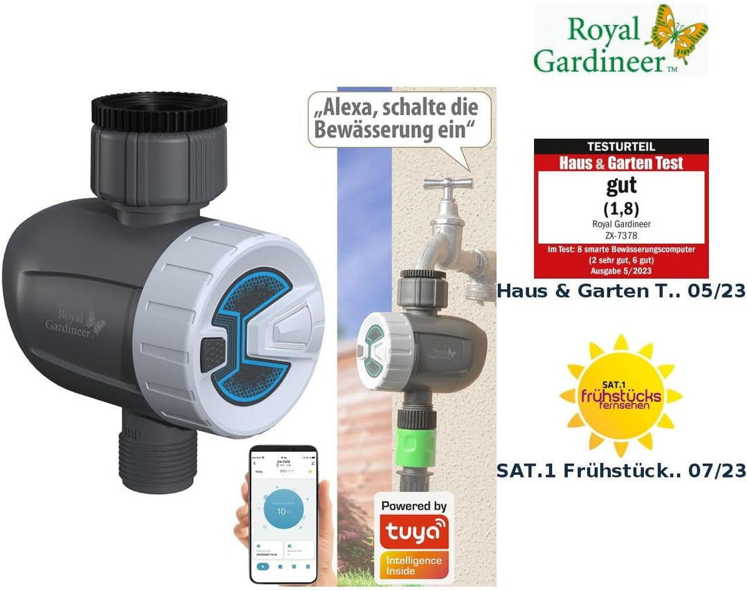 Royal Gardineer Wassercomputer: Smarter programmierbarer Bewässerungscomputer mit Bluetooth 5 & App
