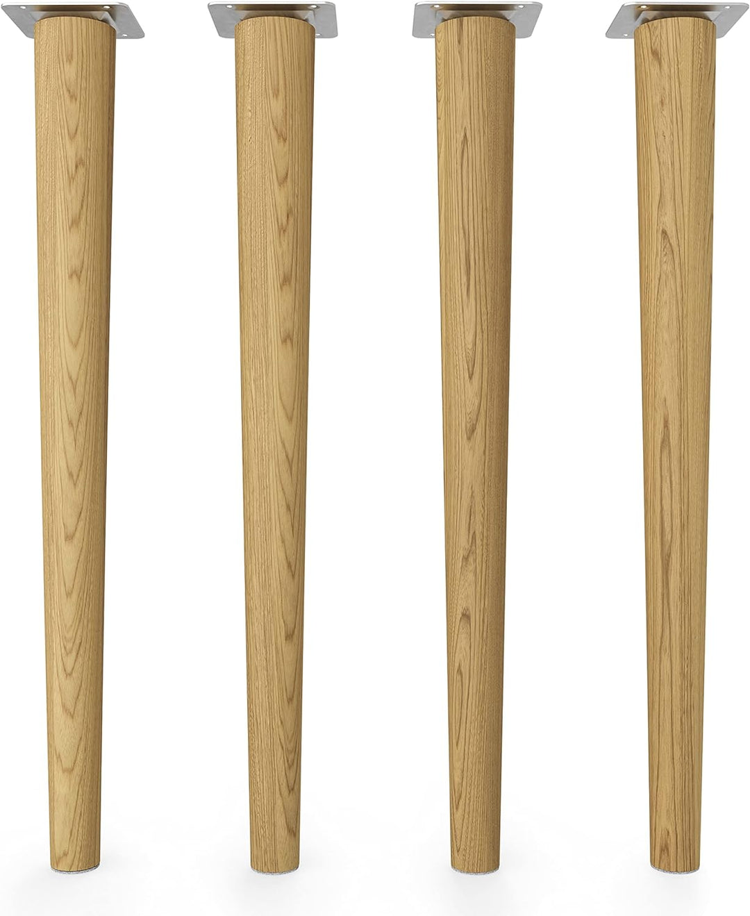 Sossai® Holz-Tischbeine - Clif Round | Öl-Finish | Höhe: 45 cm | HMF1 | rund, konisch (gerade Ausfüh