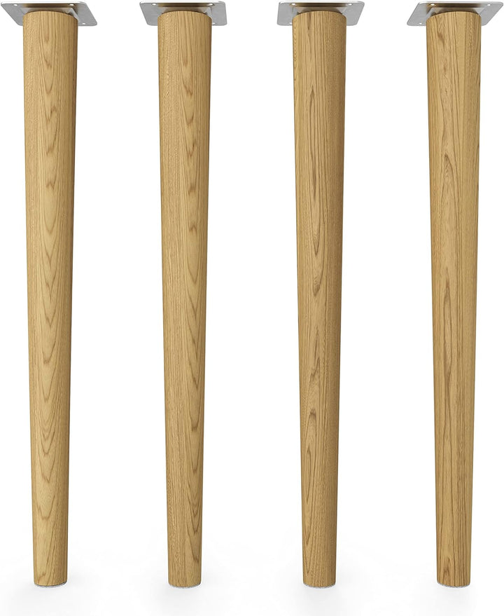 Sossai® Holz-Tischbeine - Clif Round | Öl-Finish | Höhe: 45 cm | HMF1 | rund, konisch (gerade Ausfüh