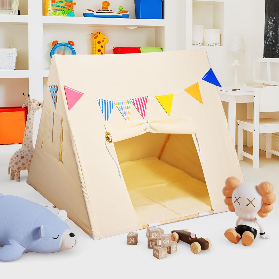 Yontwe Dreieckszelt für Kinder Innenzelte Kinderspielhaus faltbares Spielzelt Segeltuch-Kinderzelte